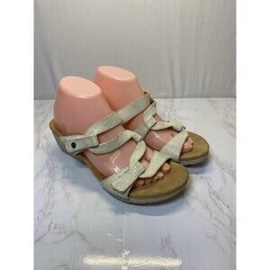 Revere Sofia Ivory Metallic Python Strappy Comfort Wedge Sandals US 9M